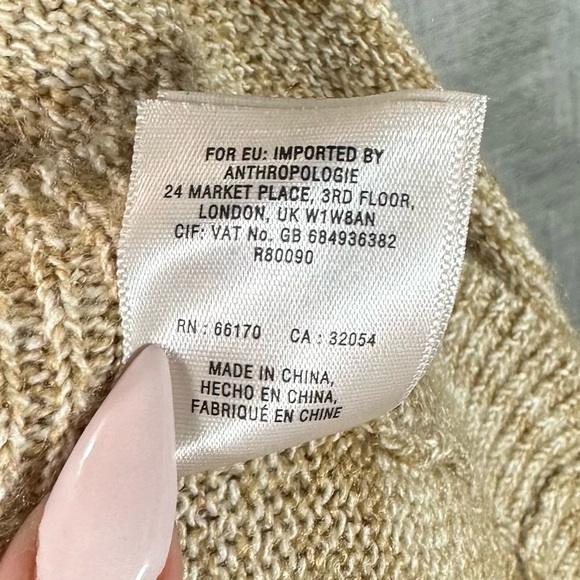 Anthropologie field flower tan knit cowl neck tunic sweater size S - Picture 11 of 11